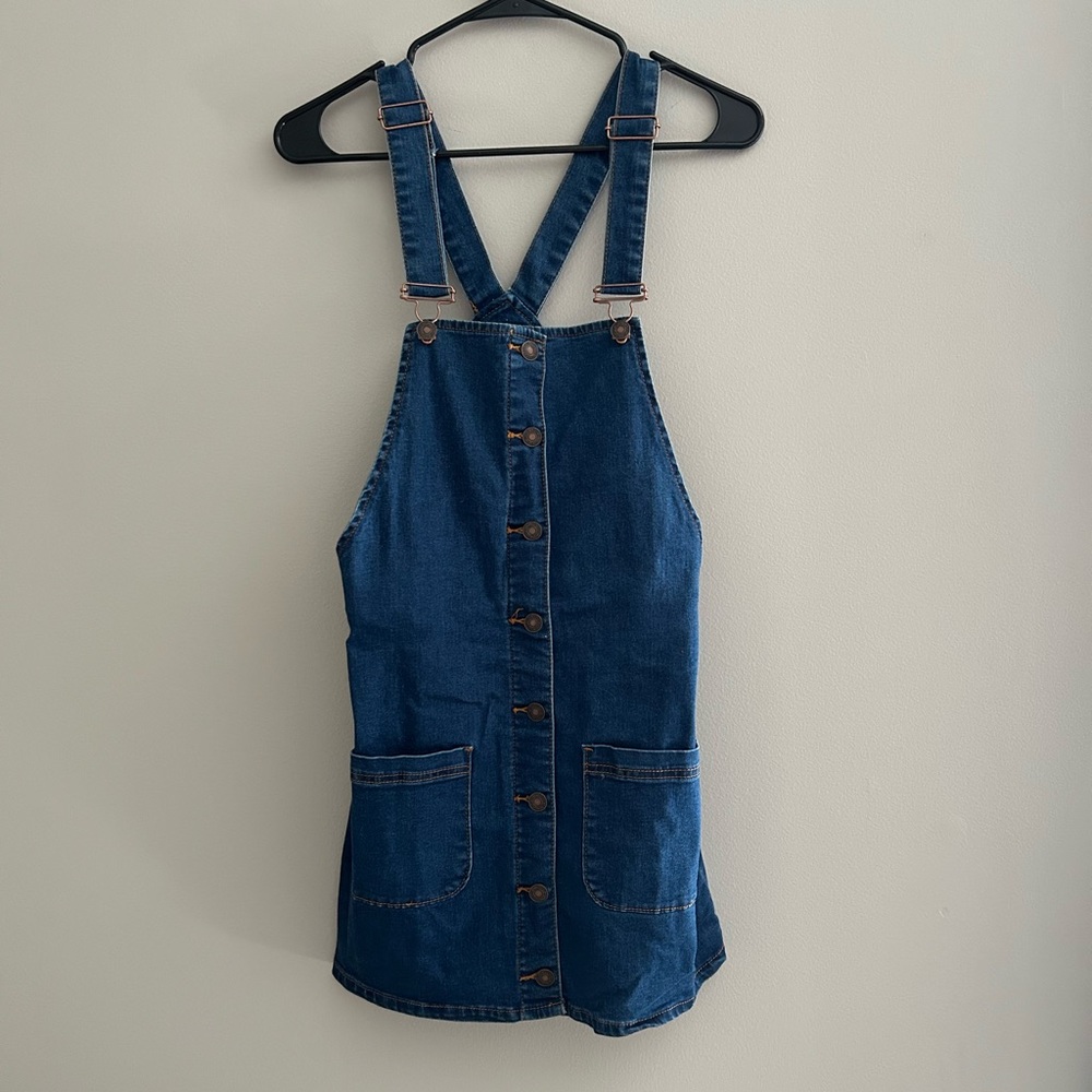 Denim Button-Front Overall Dress
